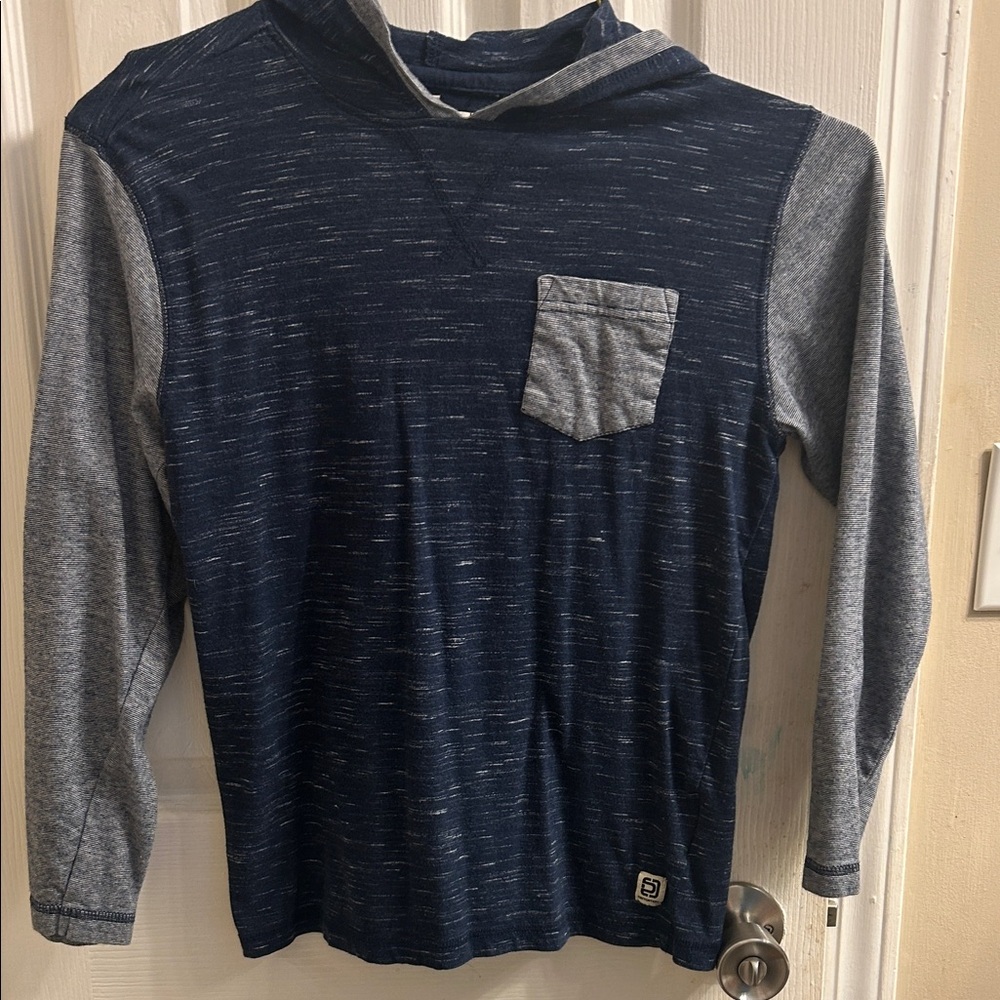 Cozy Kids Long Sleeve Hoodie in Navy and Gray